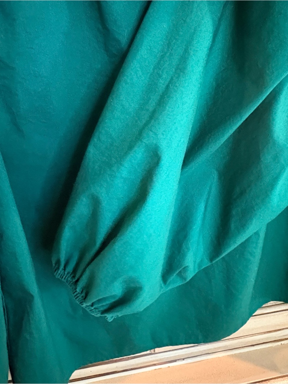 Worthington Deep Green Cotton Blend Balloon Sleeve Blouse - Picture 7 of 8